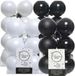 Kaemingk B.V. 56x pièces boules de Noël en plastique noir et blanc 4 et 6 cm