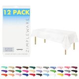 ZIMPLEWARE Wit standaard wegwerp plastic feesttafelkleed [12 stuks] 54 x 108 inch rechthoekige tafelhoes voor binnen en buiten