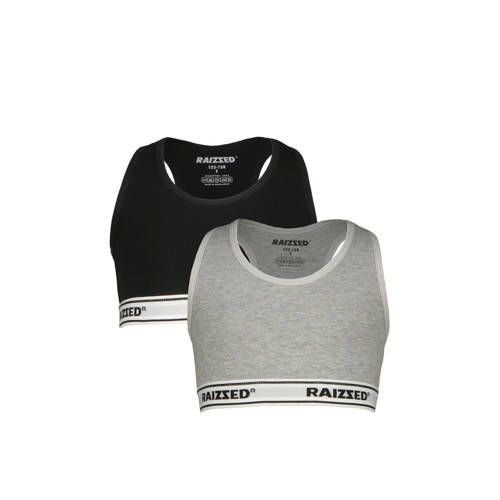 Raizzed bh top Nora - set van 2 zwart/grijs melange