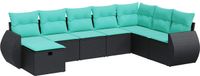 vidaXL 8-delige Loungeset met kussens, poly rattan, zwart