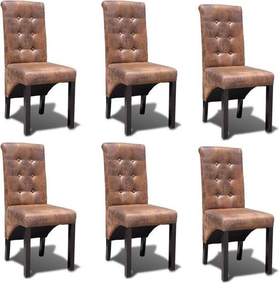 vidaXL Eetkamerstoelen 6 stuks kunstleer bruin