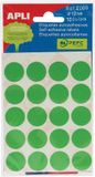 Apli ronde etiketten in etui diameter 19 mm, groen, 100 stuks, 20 per blad (2066)