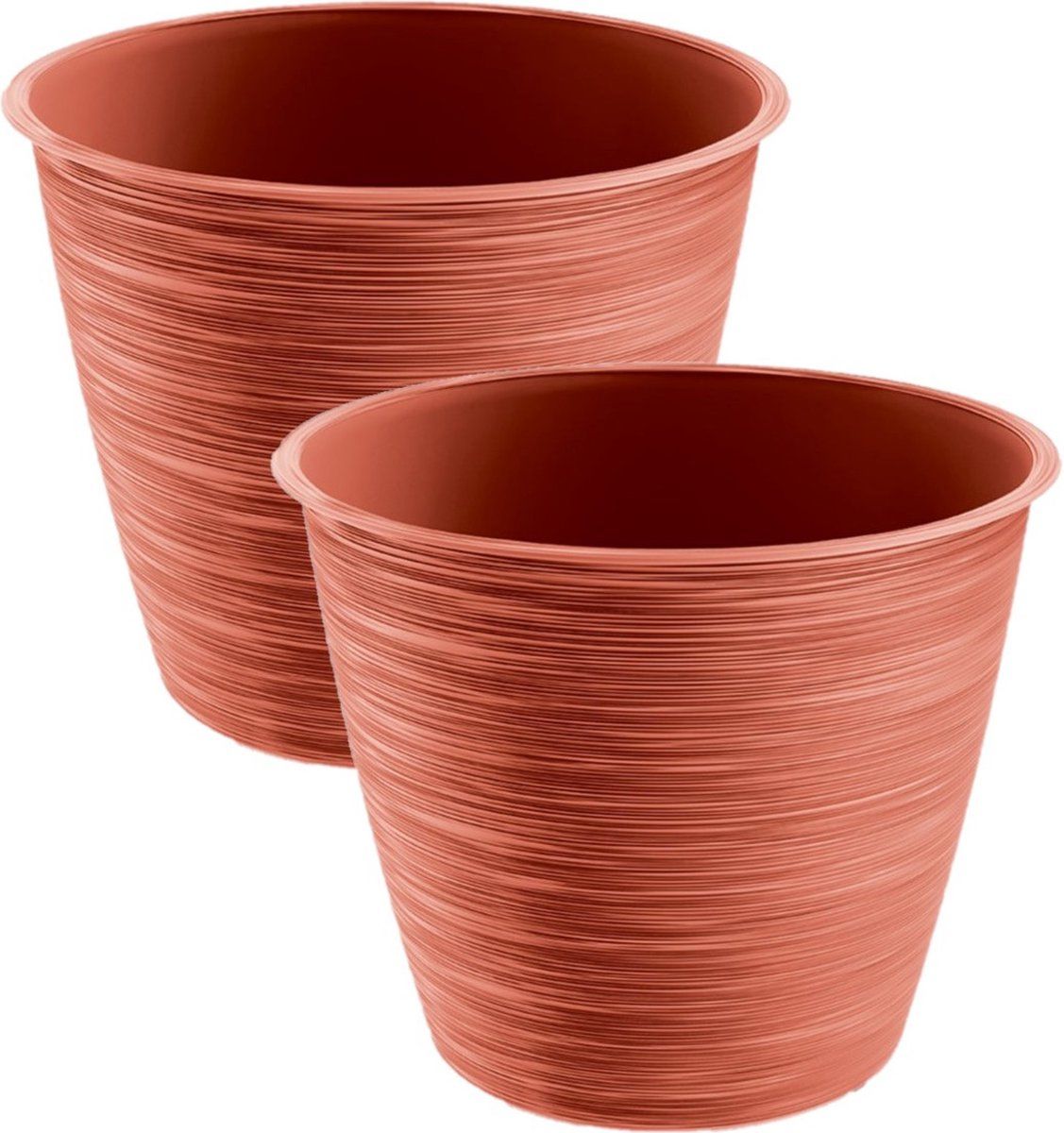 Prosperplast Paintstripe - Bloempot - Ø 30 cm - Rood - Kunststof - 2 stuks