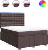 vidaXL Boxspring met matras stof donkerbruin 160x200 cm