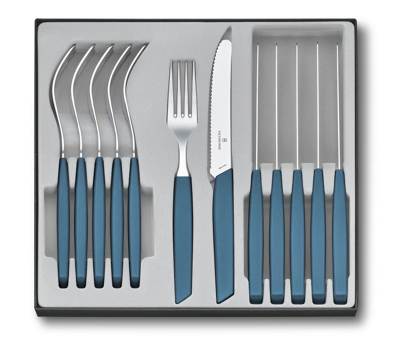 Victorinox Swiss Modern Bestekset Roestvrijstaal Blauw 12-delig