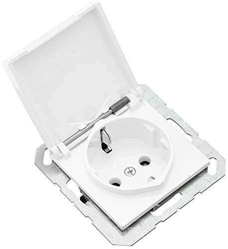Jung AS 500 Schuko stopcontact met klapdeksel - Alpine wit