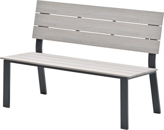 Jondal parkbank - carbon black - light teak Vironwood - L125 cm