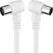 Tv-kabel, Levitantes Coaxiale tv-kabel, Full HD mannelijk naar vrouwelijk, 90 graden gebogen, wit, 5 m