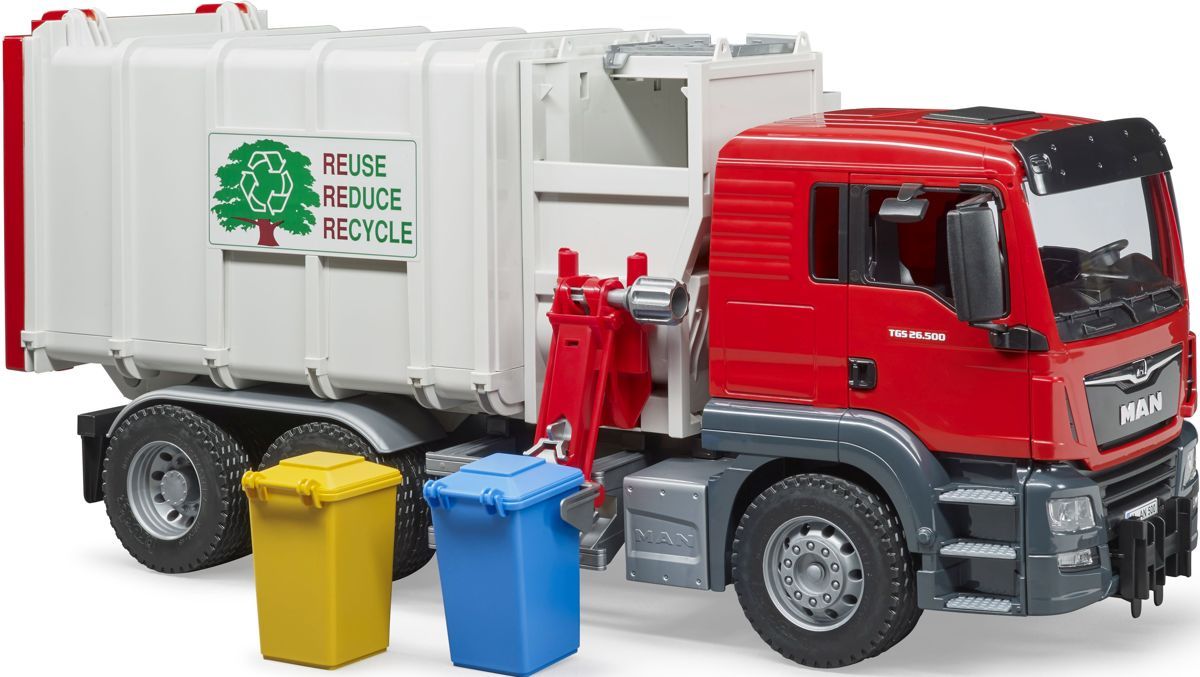 Bruder MAN TGS Vuilniswagen Zijlader 03761 - Speelgoedvoertuig - Wit