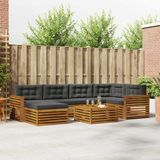 vidaXL Hoek loungeset 6 zitplekken Natuurlijk en Antraciet
