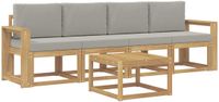 vidaXL Buiten bankenset 5 st Wit en Lichtgrijs Polyester