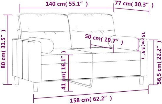 vidaXL Tweezitsbank met sierkussens 140 cm stof zwart