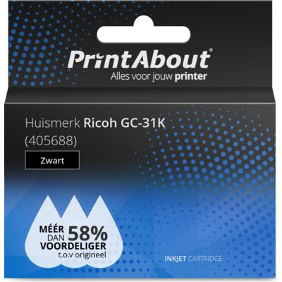 PrintAbout Huismerk Ricoh GC-31K (405688) Inktcartridge Zwart