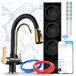 Ari Nordic Filtre à eau par osmose inverse, avec Wi-Fi, sans réservoir, robinet de cuisine 3 voies, noir et or, en laiton, cartouche en céramique, aérateur