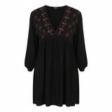 Desigual Contrasterende Details Zwarte Viscose Jurk