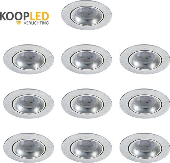 Merkloos 10x Chroom LED Inbouwspots - Kantelbaar - Rond - GU10 Fitting - 5 Jaar Garantie