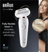 Braun Silk-épil 9 Flex 9-001 - Epilator Met Flexibele Kop Makkelijker Ontharen, Wit/Goud