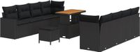 vidaXL Tuinbank - Set - 11 - st - Zwart - poly - rattan