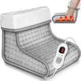 Unyqoos® Chauffe-pieds électrique – Chauffe-pieds avec 6 niveaux de chaleur, minuterie de 90 minutes, protection contre la surchauffe, 100 W, micro-plush lavable, gris (convient jusqu'à la taille 46)