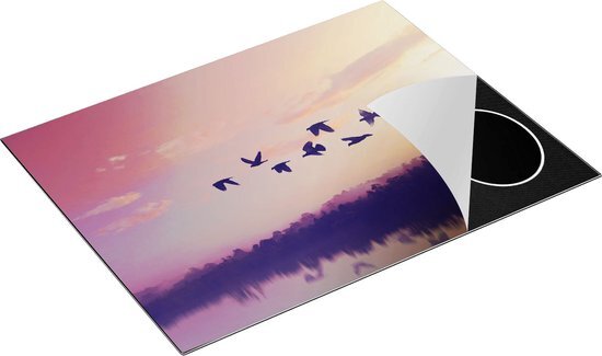 Chefcare Inductie Beschermer Silhouet Vogels tijdens Zonsondergang - 77x59 cm - Afdekplaat Inductie - Kookplaat Beschermer - Inductie Mat