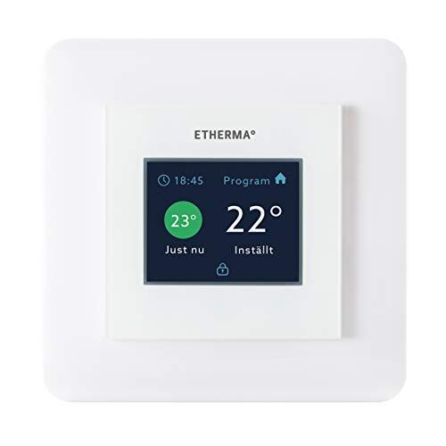 Etherma eTOUCH-eco thermostaat (voor inbouw van schakelaar) met touchpad, kleur: wit hoogglans, temperatuurbereik 5-35 graden, afmetingen 55 x 55 mm, conform Ökodesign-richtlijnen, eTOUCH-eco