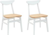 vidaXL Eetstoelen 2 stuks Massief Rubberhout Wit 42 x 47.5 x 81 cm