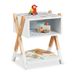 Merkloos Relaxdays Nachtkastje Kinderkamer - 42x34x30 cm - Teddy - Houten Poten - Wit