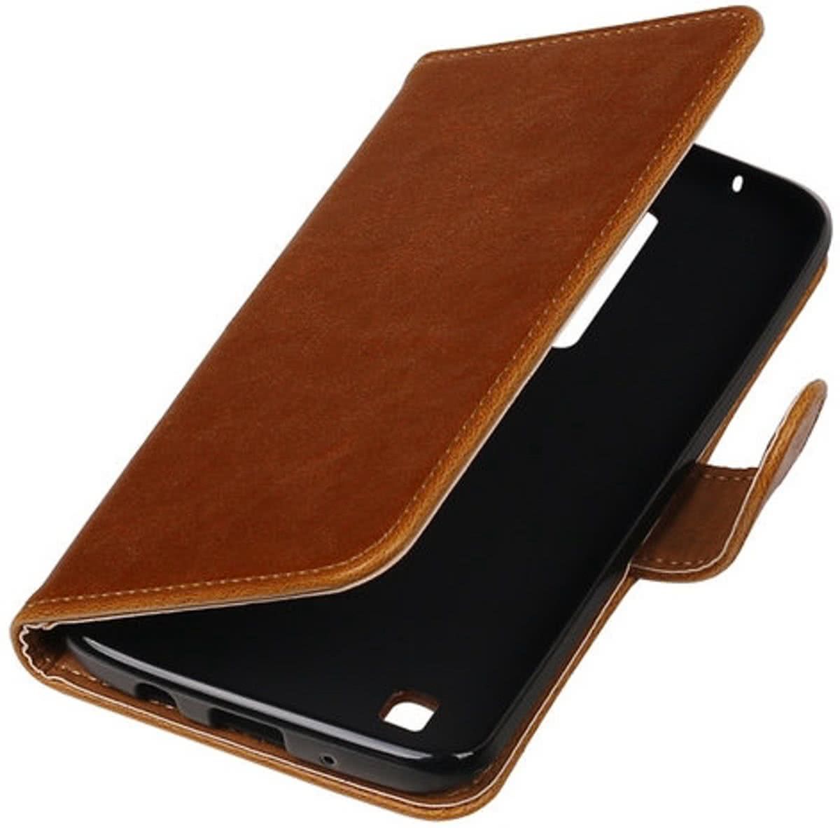 Best Cases Bruin Pull-Up PU booktype wallet cover hoesje voor LG K7