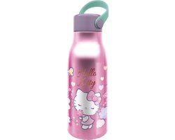 stor Hello Kitty Aluminium Drinkfles – 760 ml – Met rubberen draaglus – Sluit goed af – Drinkfles voor kinderen – Roze