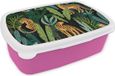 MuchoWow Broodtrommel Roze - Lunchbox - Jungle - Panter - BPA-vrij - 1.5L
