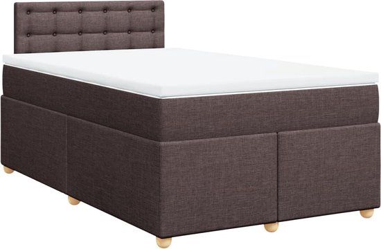 vidaXL Boxspring met matras stof donkerbruin 120x200 cm