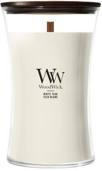 WoodWick Hourglass Large Bougie parfumée - White Teak - Blanc