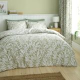 Catherine Lansfield Sorrel Leaf Omkeerbare Super King Dekbedovertrek Set met Kussenslopen Groen