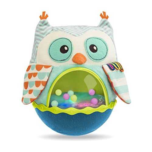 B. toys by Battat B. toys Babyspeelgoed, uil, knuffeldier met muziek, kleurrijke lichten en ballen, schommelende sensoriek, pluche uil, babyspeelgoed voor kinderen vanaf 6 maanden