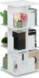 Merkloos Relaxdays draaibare boekenkast - 3 etages - 95 x 39 x 39 cm - wit
