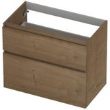 INK - Onderkast 2 Laden Greeploos Fineer Eiken met Houten Keerlijst A-symmetrisch - 800x450x650 Mm - Ash Grey Fineer