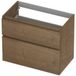 INK - Onderkast 2 Laden Greeploos Fineer Eiken met Houten Keerlijst A-symmetrisch - 800x450x650 Mm - Ash Grey Fineer