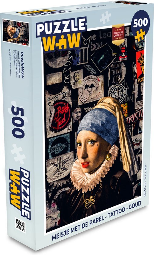 MuchoWow Puzzel Meisje met de parel - Tattoo - Goud - Legpuzzel - Puzzel 500 stukjes