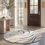 SAFAVIEH Florida Shag Collection, hoogpolig, crème en blauw, 122 x 122 cm