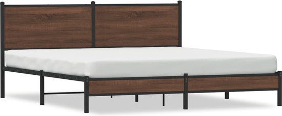 vidaXL Bedframe - Metaal - Bruin Eikenkleur - 183x213 cm