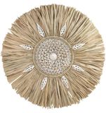 Bol Décoration murale en raphia et coquillages - Ø30 cm
