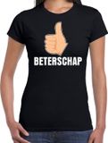 Bellatio Decorations Shoppartners Bv Beterschap duim omhoog cadeau shirt zwart voor dames - beterschap kado t-shirt XL