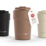 LARS NYSØM Bevægelse Thermos Coffee Mug-to-go 380ml - BPA-vrij met Isolatie - Lekvrije Roestvrijstalen Thermosbeker (Mocha Brown - Powder)