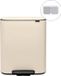 Brabantia Bo Poubelle - 2 x 30 litres - Tri sélectif - Beige doux