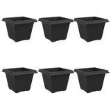 vidaXL Pot de fleurs carré - 6 pièces - Noir - 43 x 43 x 33,5 cm - Plastique
