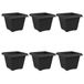 vidaXL Pot de fleurs carré - 6 pièces - Noir - 43 x 43 x 33,5 cm - Plastique