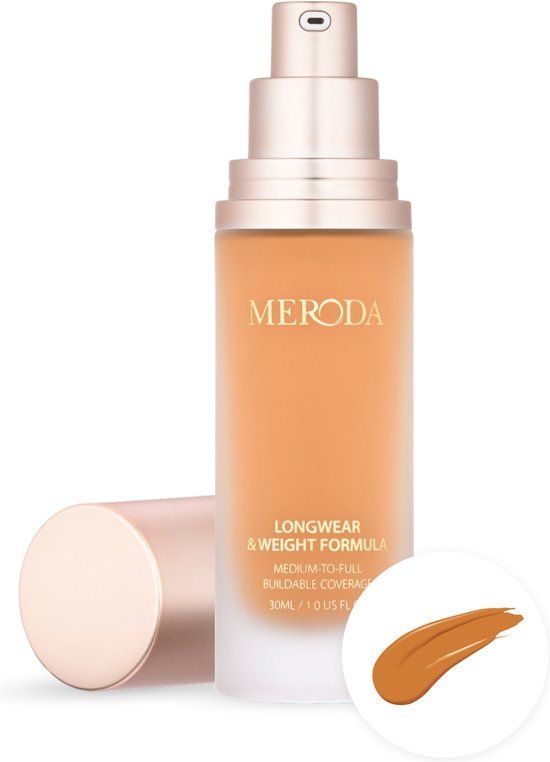 Meroda Universal Foundation - 15C | Lichtbeige met gouden perzik ondertoon gebruind karamel met gouden ondertoon - 30ml