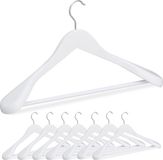 Merkloos Relaxdays houten kledinghangers, set van 8, brede schouders voor pakken, ook voor hemden & jassen, wit
