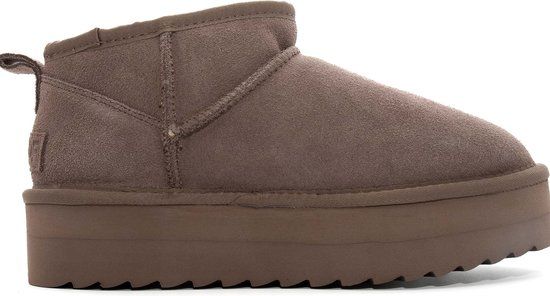 Colors of California Suede Platform Ankle Boots - Taupe - Size 39