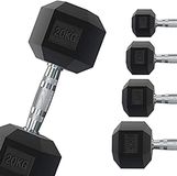 Professionele G5 HT SPORT Professionele zeshoekige halter, met rubber, van 1 tot 50 kg, voor fitnessstudio's of thuisgymnastiek, ergonomische antislip handgreep, per stuk verkocht (2 x 12,5 kg)